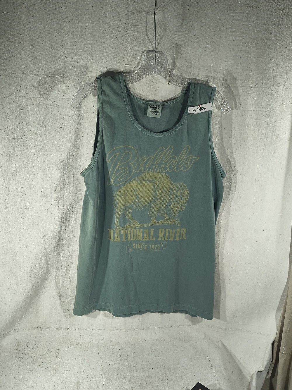 Comfort Colors Teal Tank Top with Yellow Buffalo Graphic